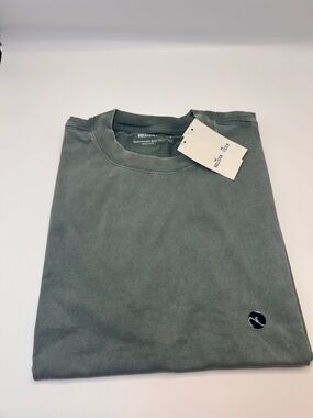 Men’s Boxy Heavyweight Washed Cotton Crew T-shirt, Small , Olive Green